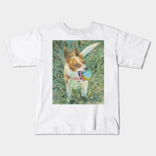 DOG PLAYING WITH A BALL Kids T-Shirt